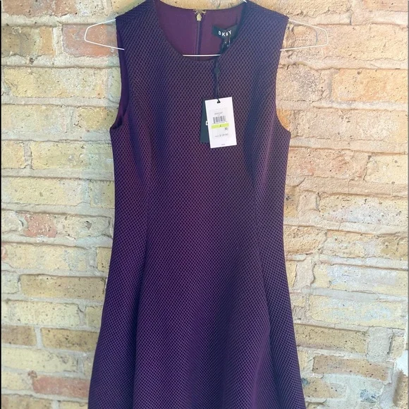purple dkny dress Dkny Women's Sleeveless Zip-Front Crewneck Dress - African Violet